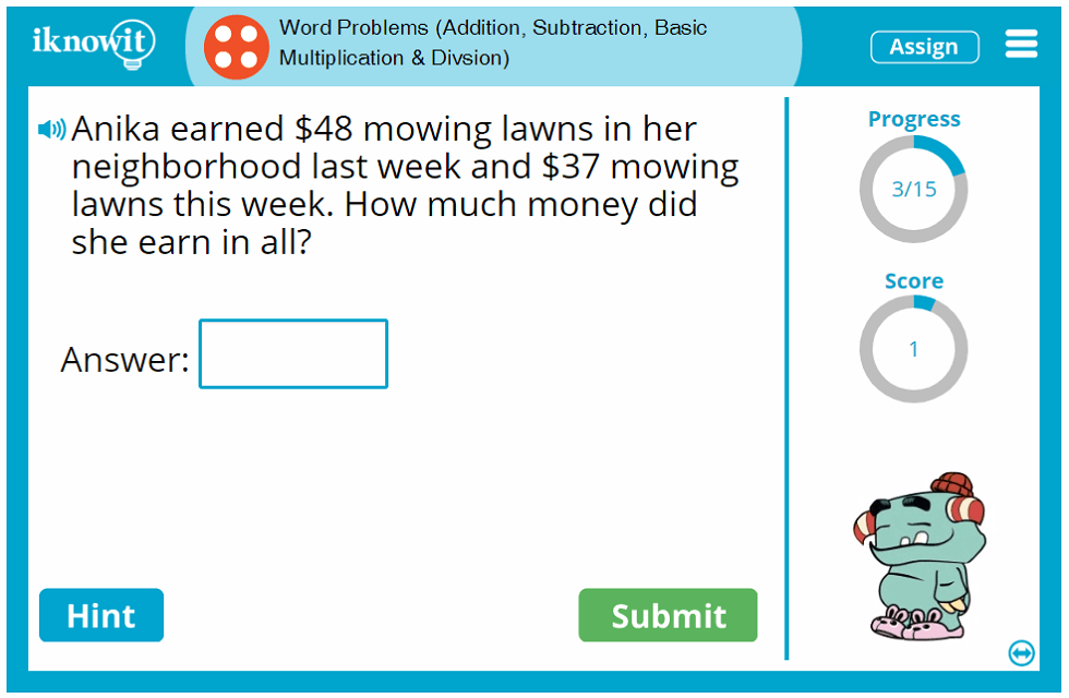 Fourth Grade Adding Subtracting Multiplying Dividing in Word Problems Activity