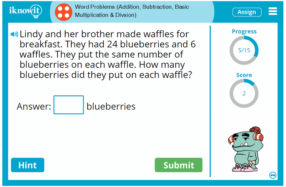 Fourth Grade Adding Subtracting Multiplying Dividing in Word Problems Game