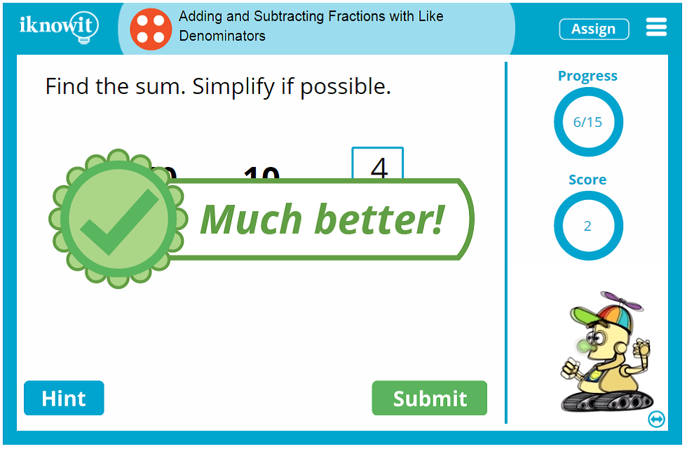 Fourth Grade Basic Fraction Operations Like Denominators Game