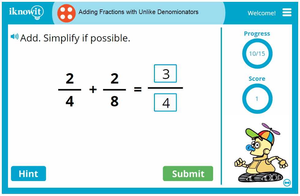 4th Grade Adding Fractions with Unlike Denominators Activity