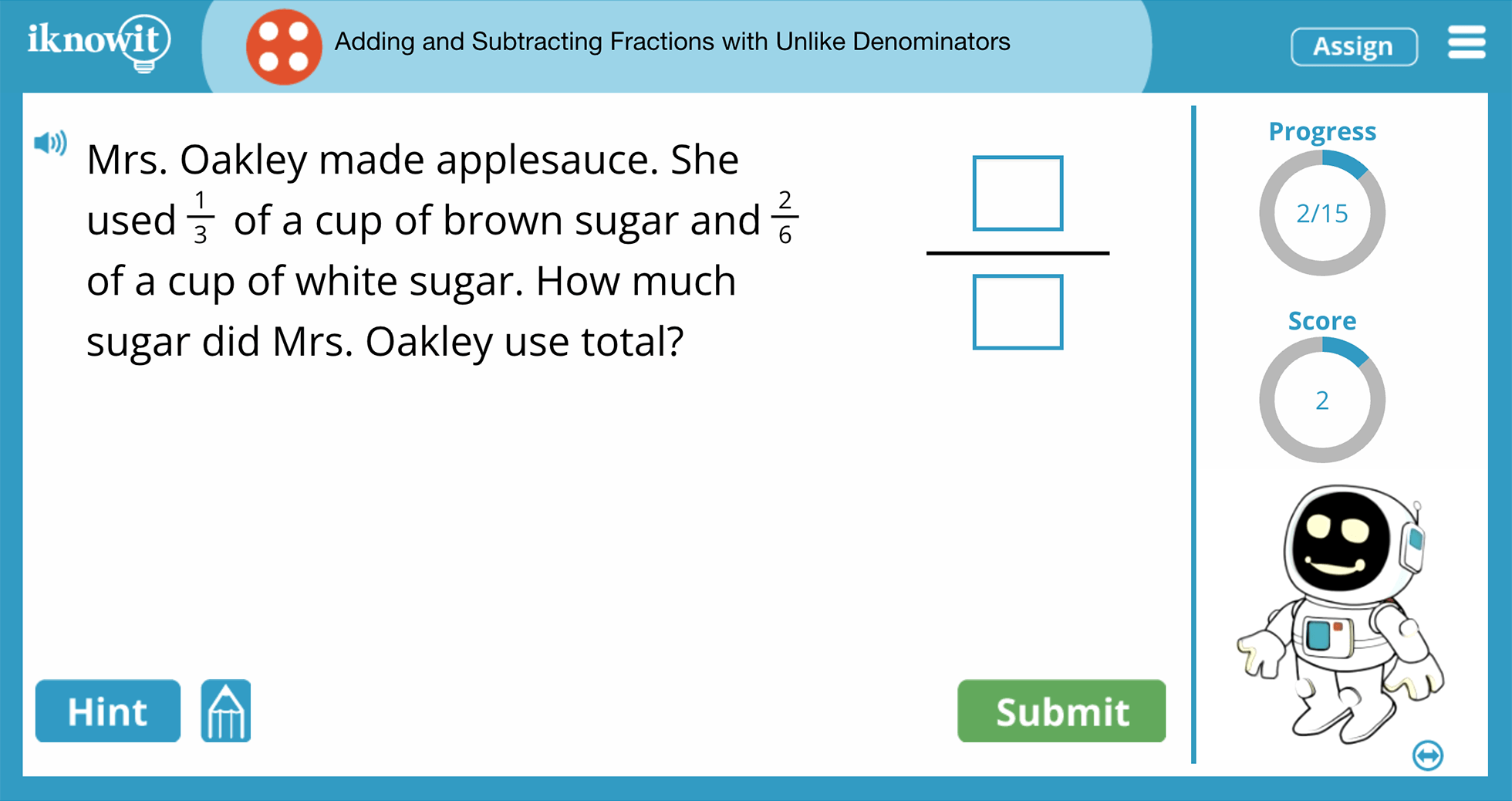 4th Grade Adding and Subtracting Fractions with Unlike Denominators Online Learning Lesson