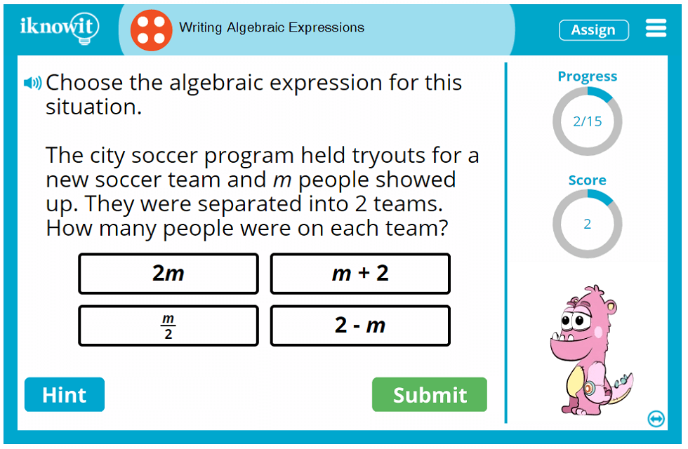 Fourth Grade Learn Practice Algebra Expressions Activity
