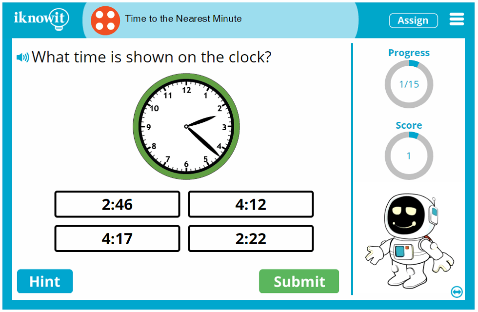 Fourth Grade Learning Time Closest Minute Activity