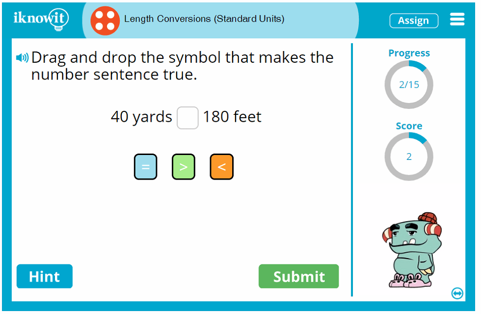 Fourth Grade Converting Lengths Feet Yards Inches Game