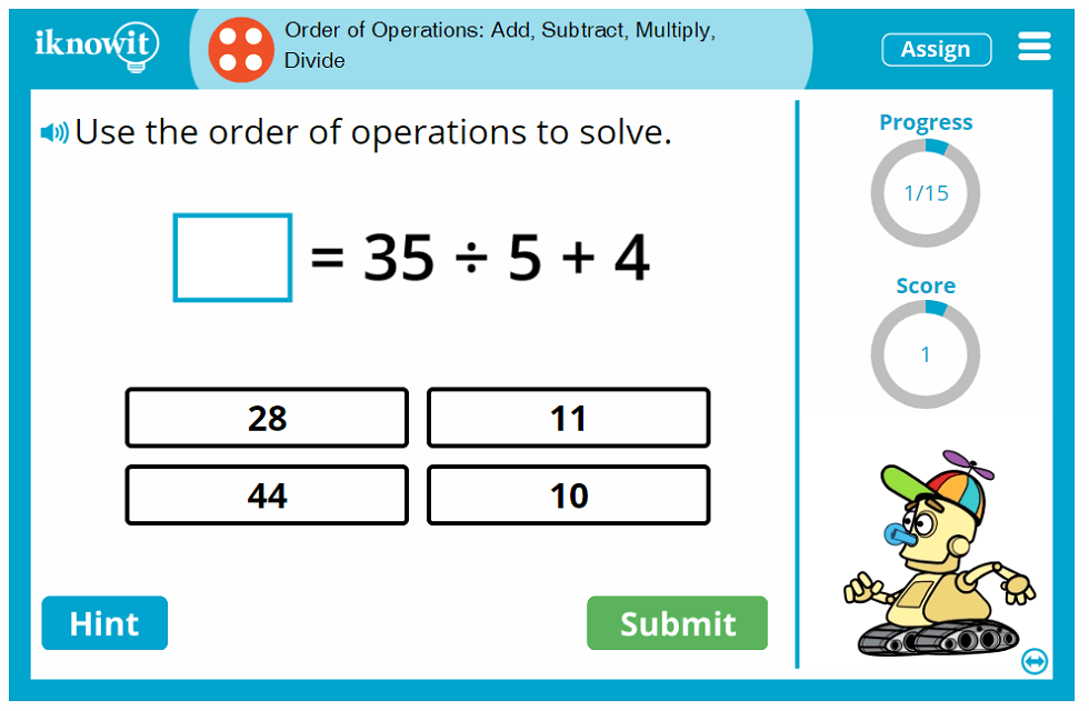 Fourth Grade Adding Subtracting Multiplying Dividing Order of Operations Activity