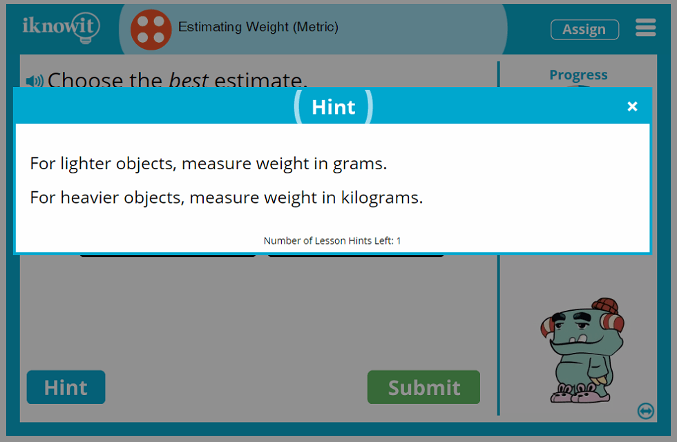 4th Grade Estimating Weight in Metric Units Lesson