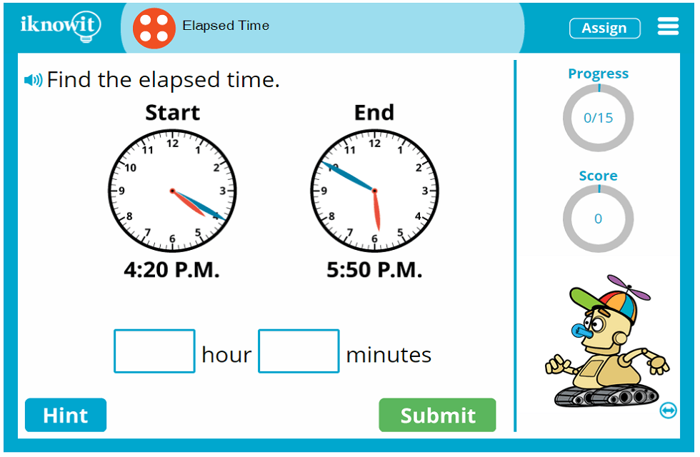 4th Grade Elapsed Time Clocks Game