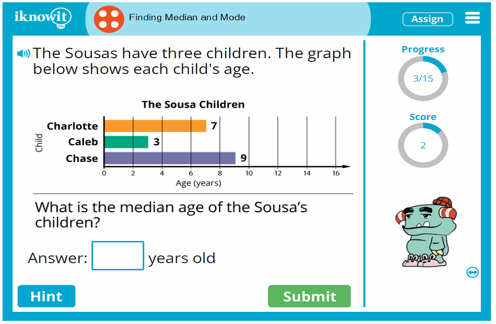 Fourth Grade Calculate Median and Mode of Group of Numbers Game