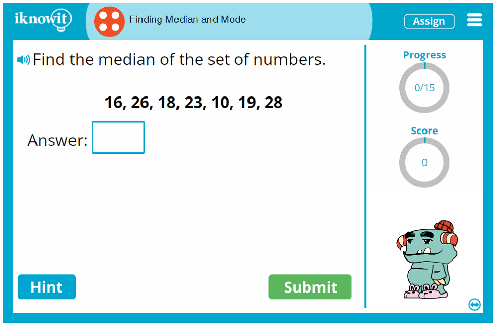 4th Grade Finding Data Set Median and Mode Game