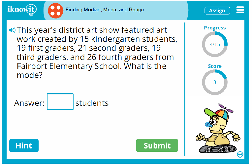 Fourth Grade Calculate Median Mode and Range of Number Set Game