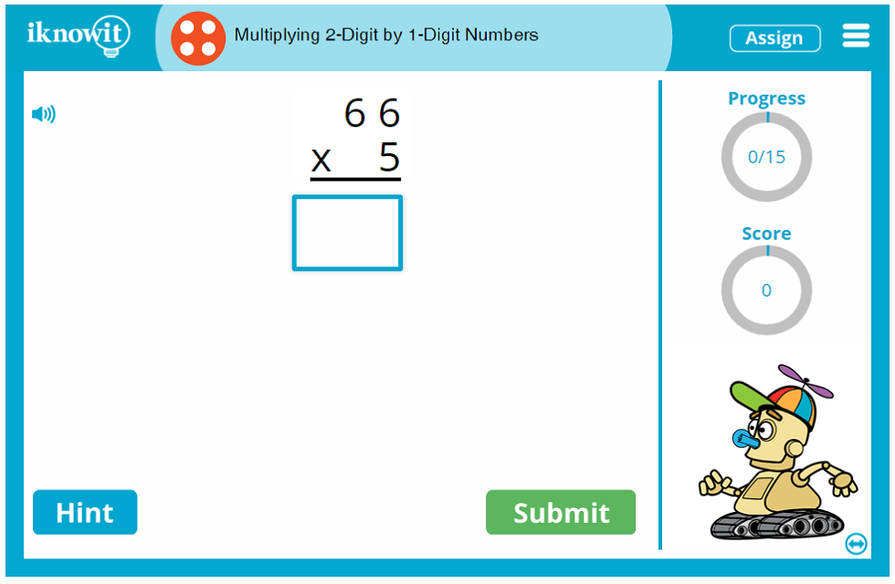 4th Grade Multiplying 2-Digit by 1-Digit Numbers Game