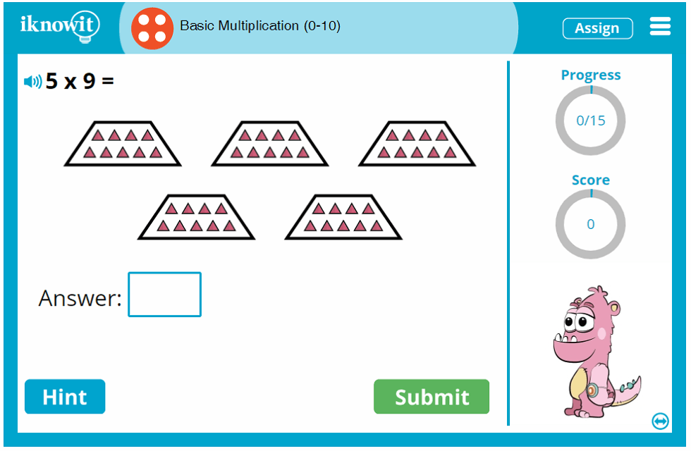4th Grade Basic Multiplication 0 to 10 Game