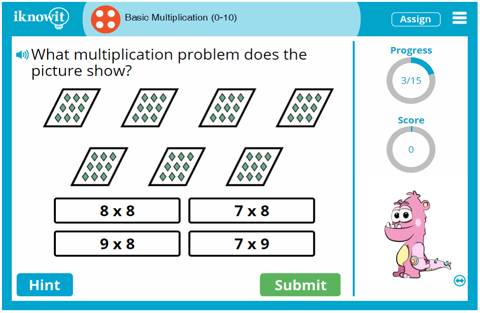 Fourth Grade Basic Multiplying Zero to Ten Game