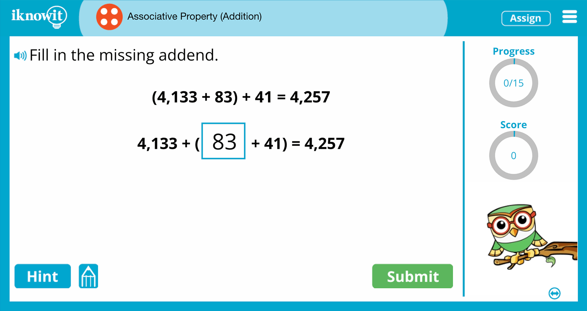 4th Grade Associative Property Addition Online Learning Activity