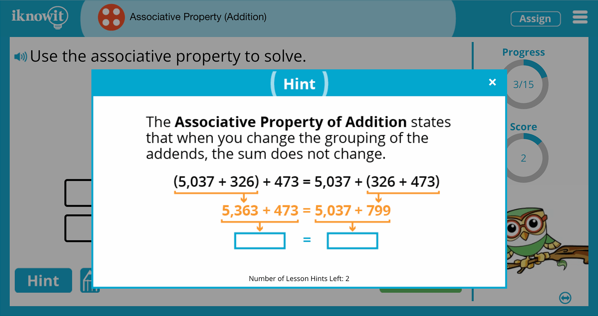 4th Grade Associative Property Addition Online Learning Game