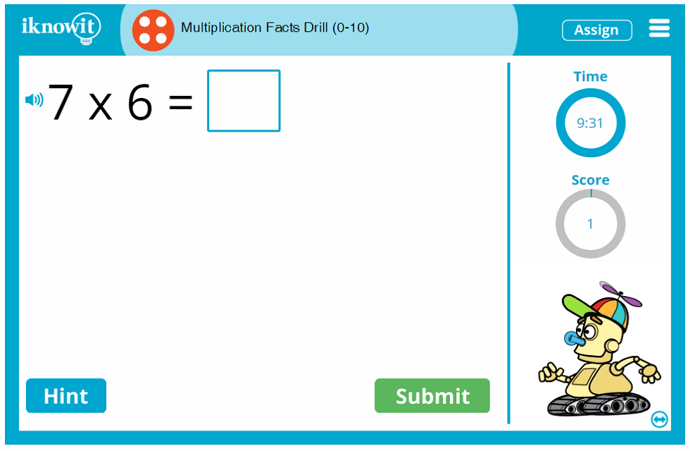 4th Grade Multiplication Facts Speed Drill Game