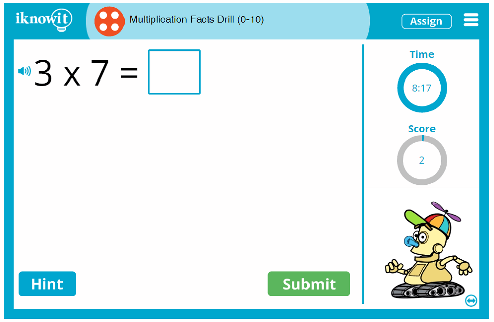 Fourth Grade Multiply Numbers Fact Quick Test Activity