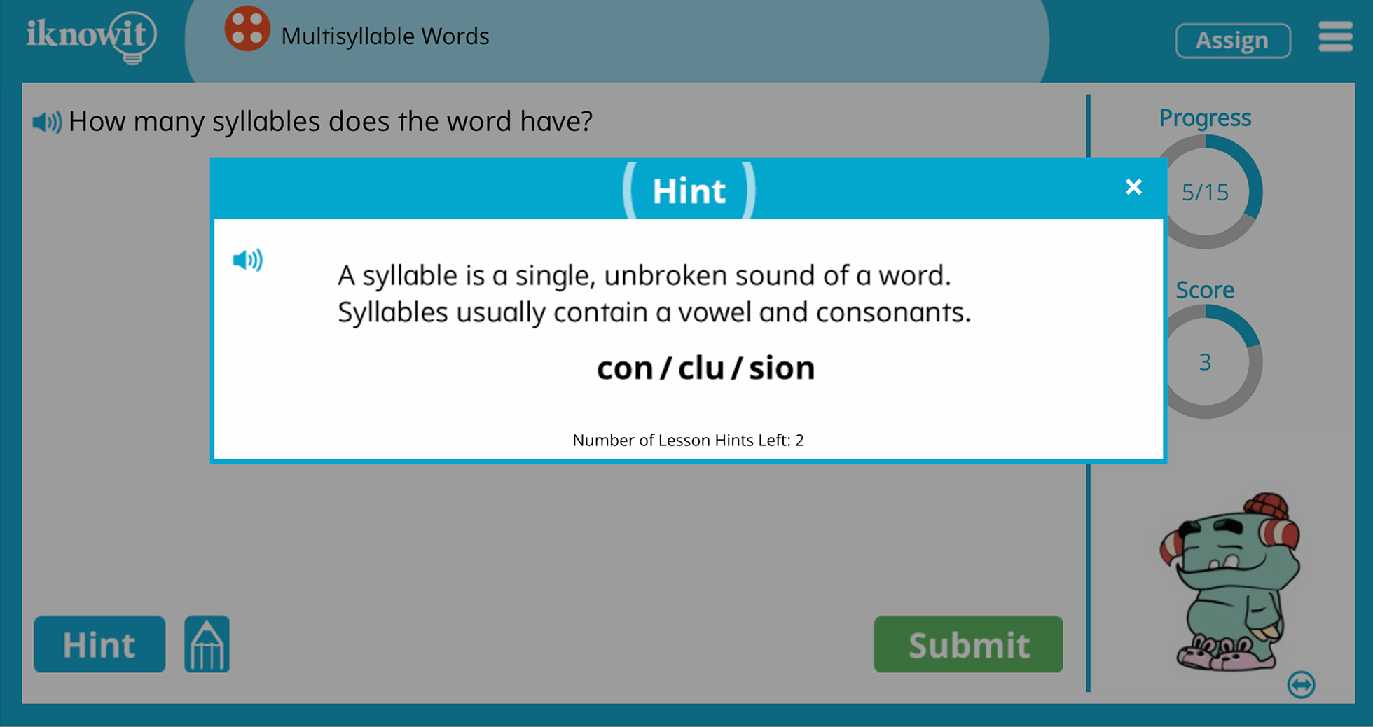 Fourth Grade multisyllable Words Practice Interactive Activity