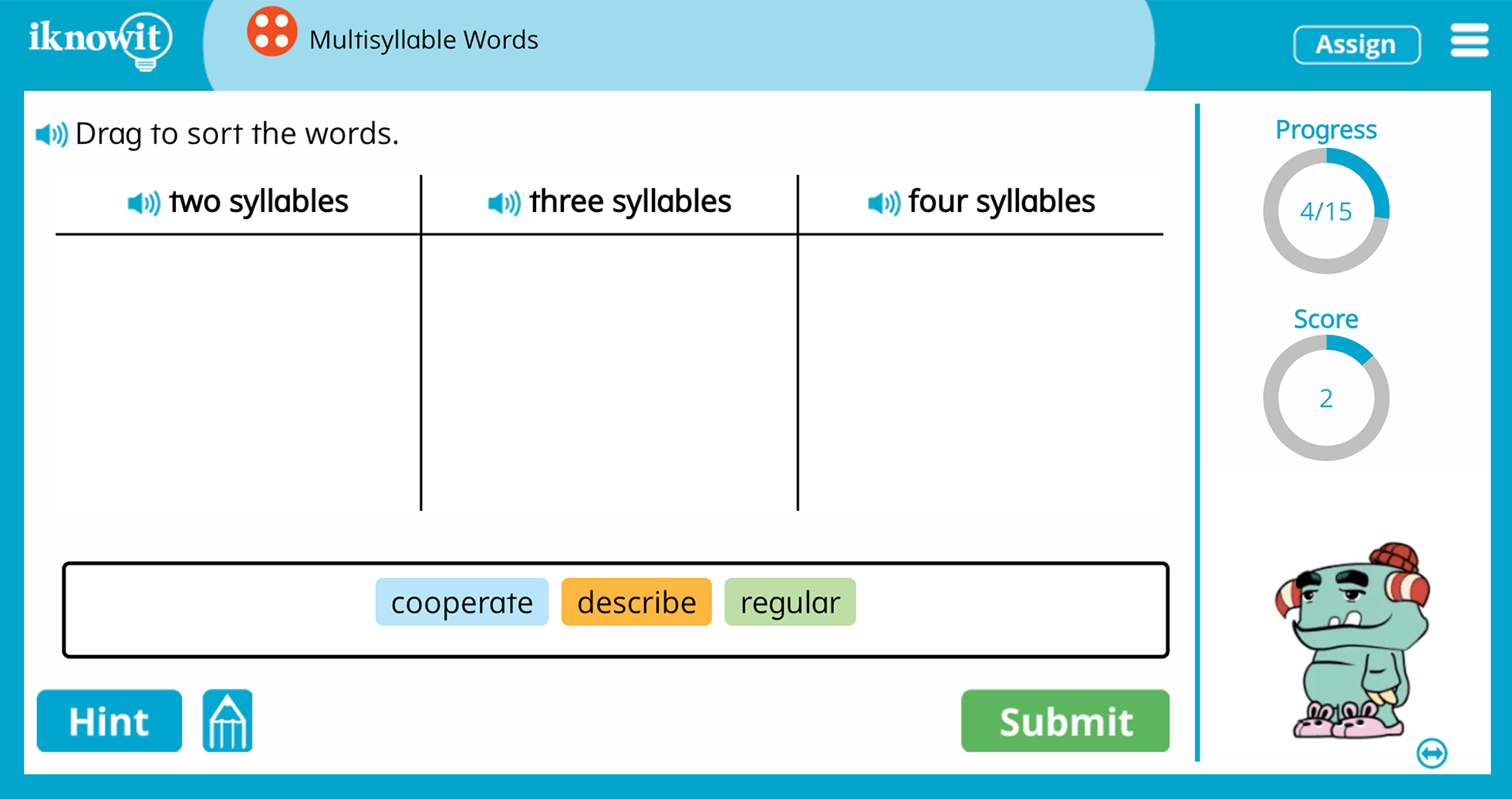 Fourth Grade multisyllable Words Practice Interactive Lesson