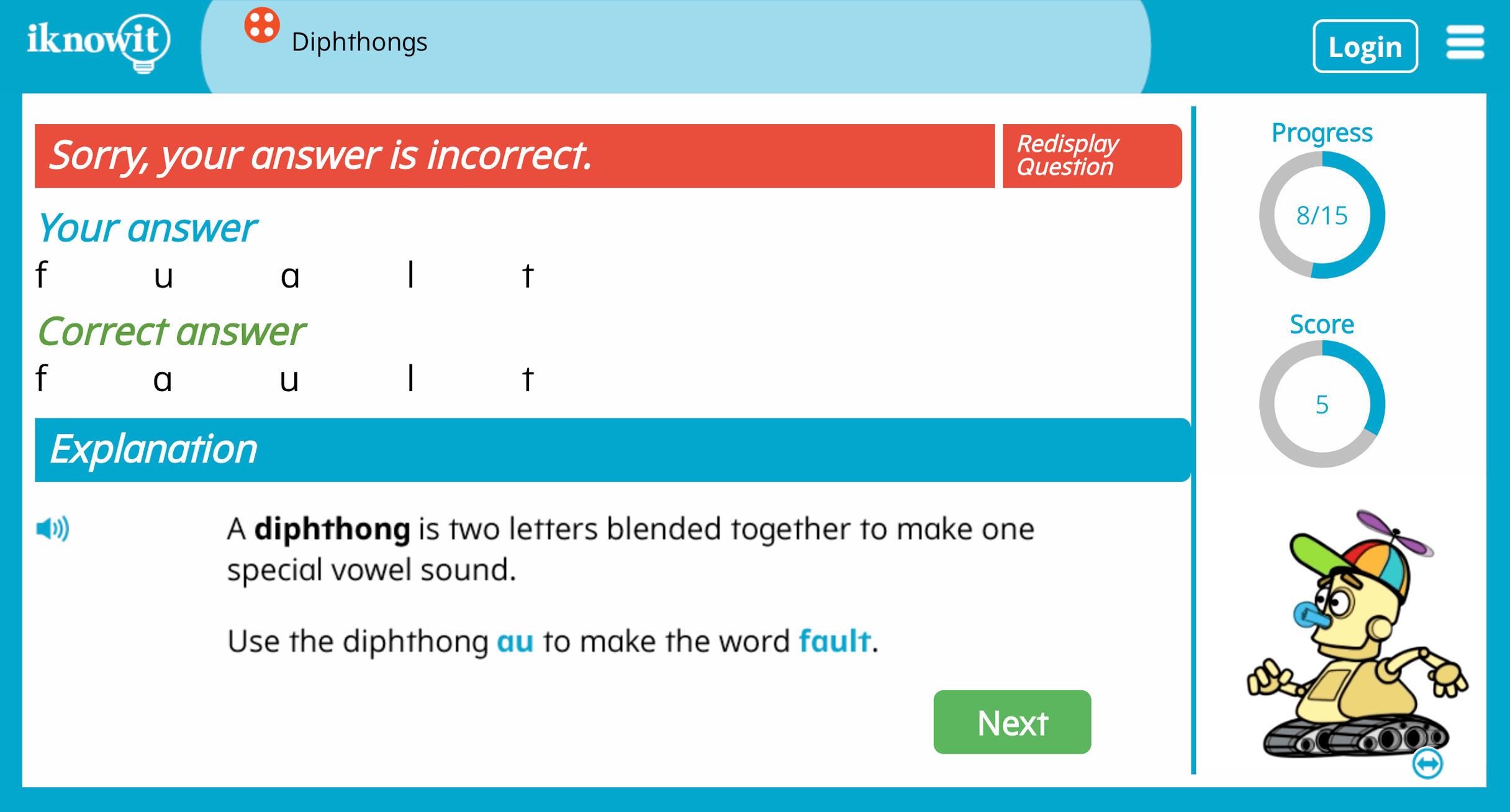 4th Grade Diphthongs Online Learning Game