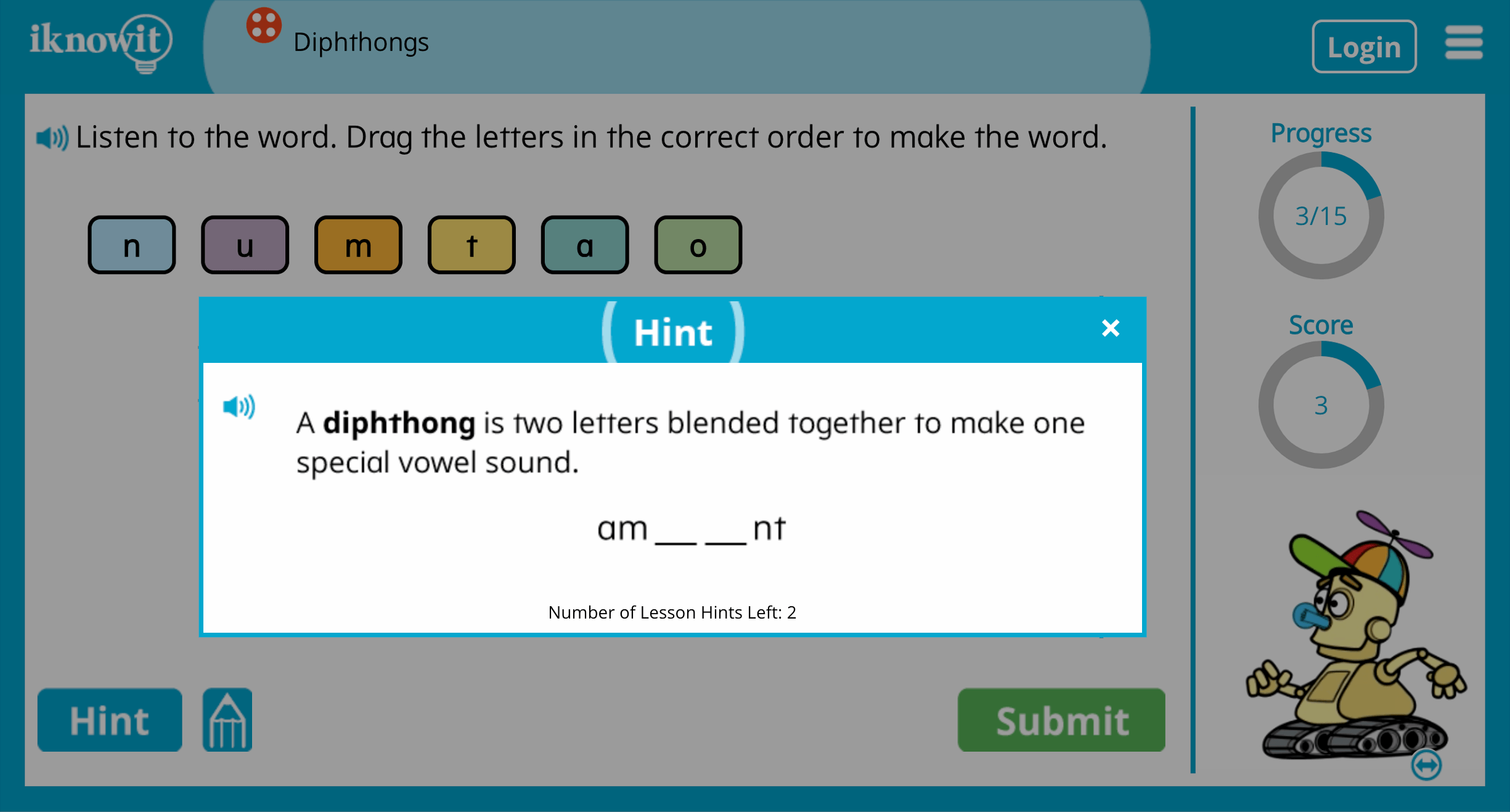 Fourth Grade diphthongs Practice Interactive Activity
