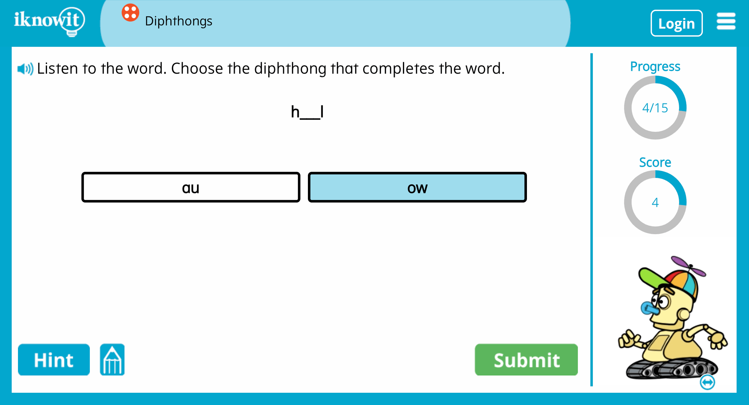 Fourth Grade diphthongs Practice Interactive Game