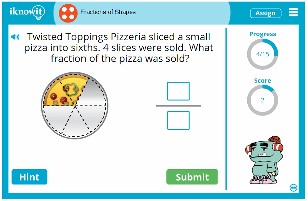 Fourth Grade Shape Parts as Fractions Activity