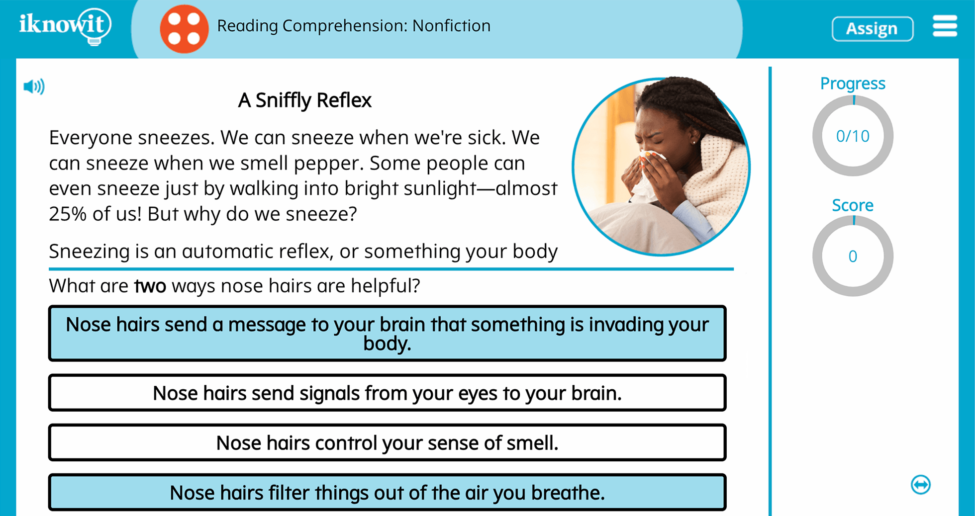 4th Grade Reading Comprehension Nonfiction Online Learning Activity