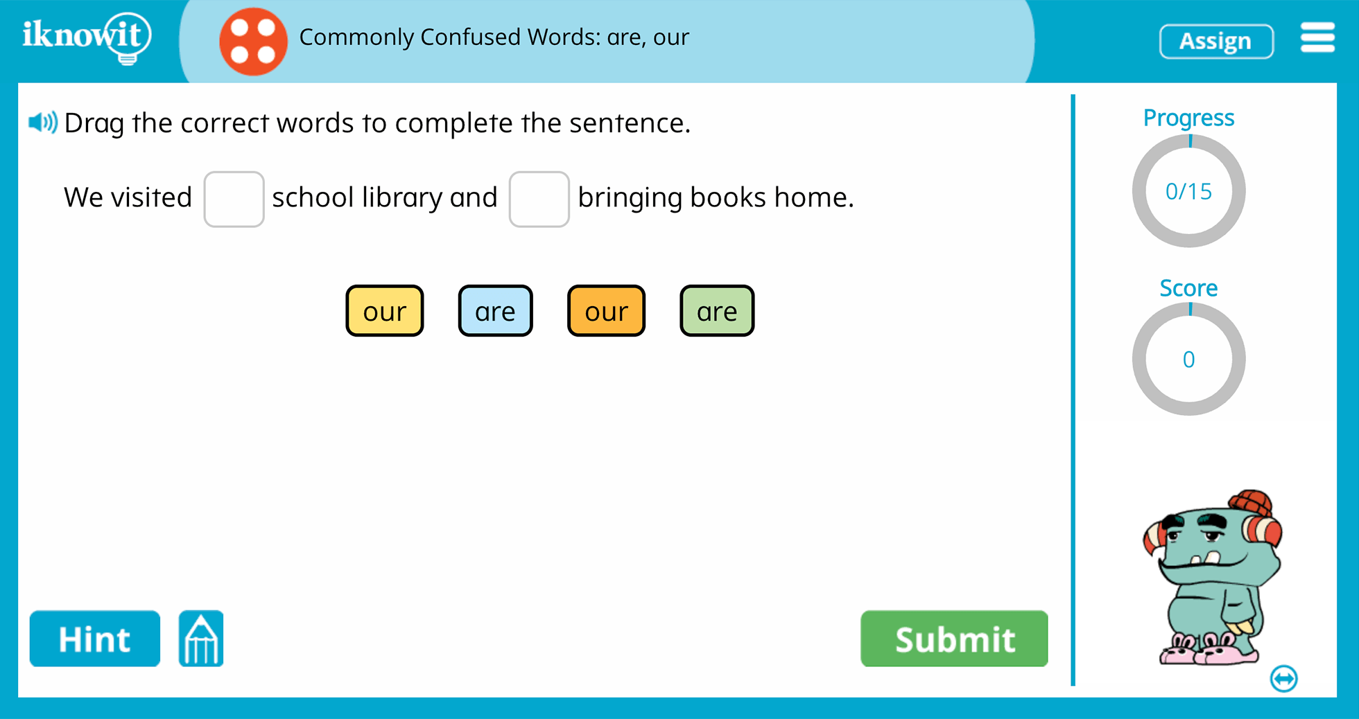 4th Grade Commonly Confused Words Are versus Our Differences Online Learning Game