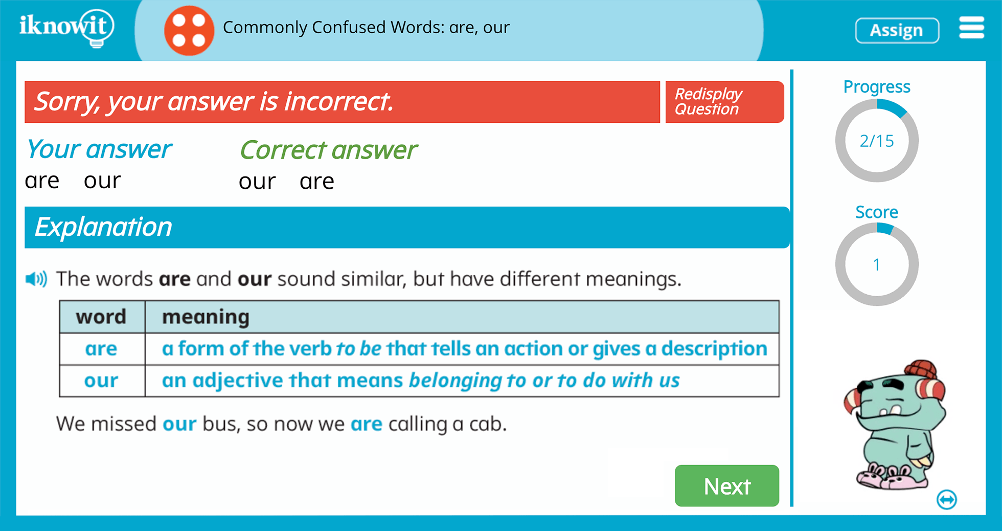 4th Grade Commonly Confused Words Are versus Our Differences Online Learning Lesson