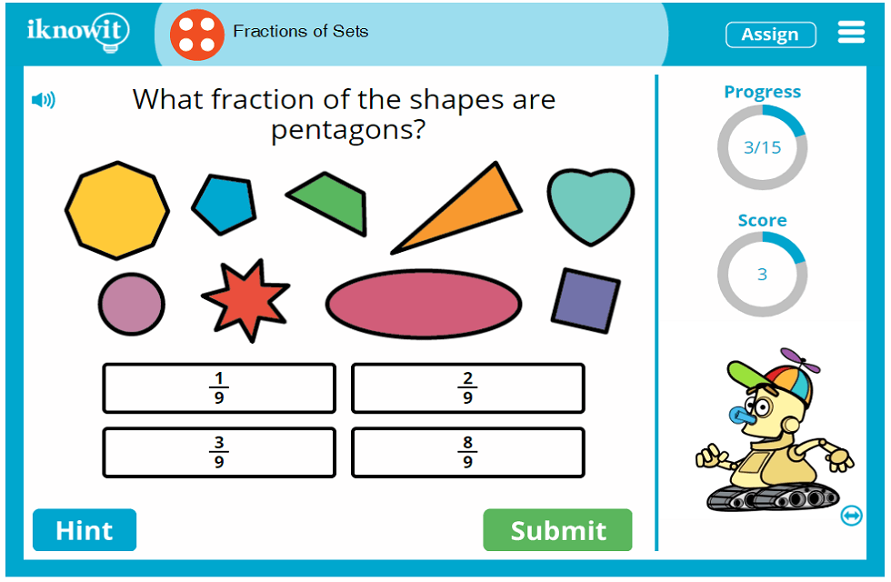 4th Grade Fractions of Sets Game