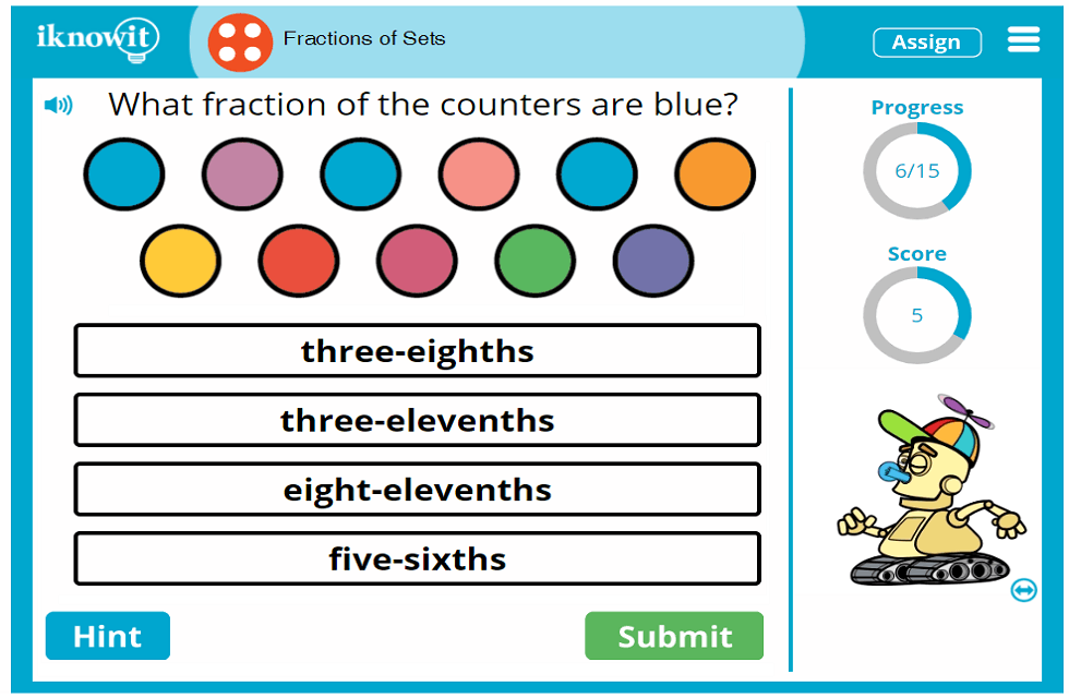 Fourth Grade Learn Item Set Fractions Activity