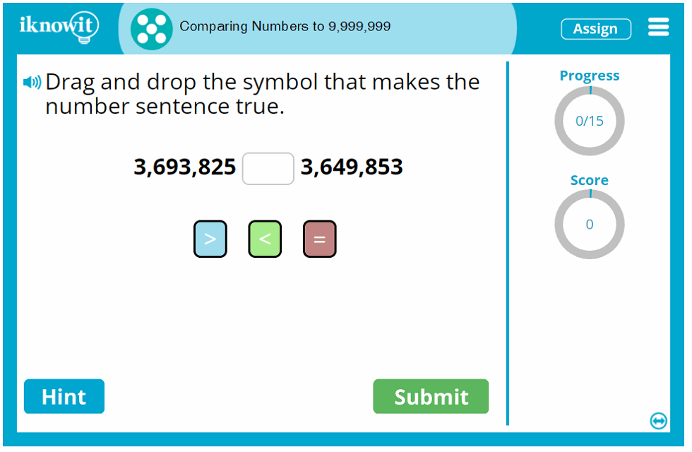 Fifth Grade Compare Numbers Higher Lower to 10 Million Game