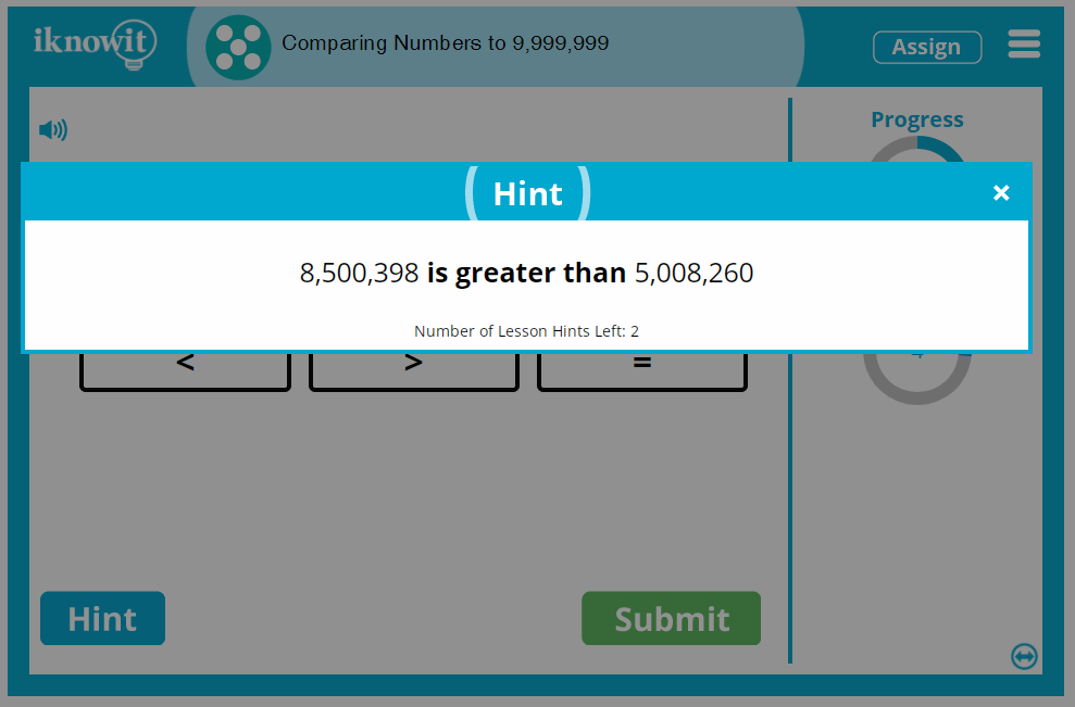 5th Grade Comparing Numbers up to 9999999 Lesson