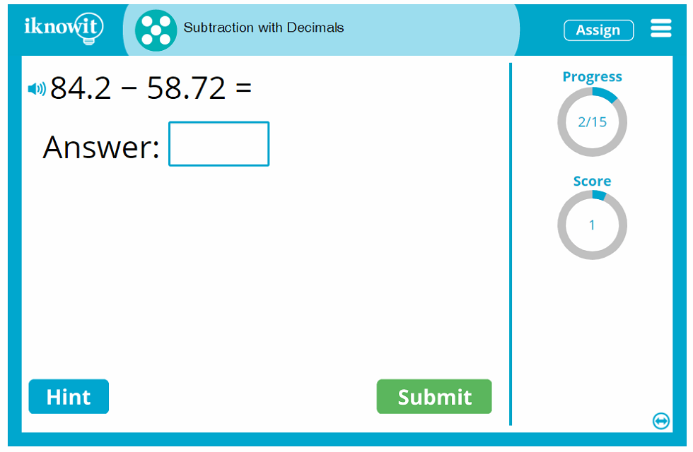 Fifth Grade Subtracting Three Digit Decimal Numbers Activity