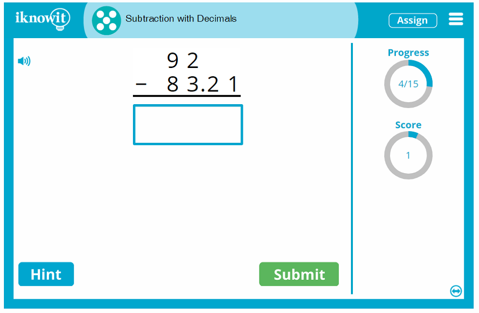 5th Grade Subtraction 3 Digit Numbers with Decimals Game