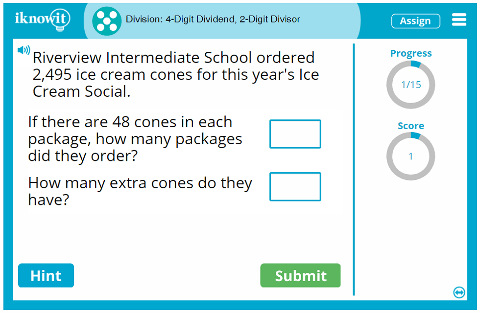 Fifth Grade Divide Four and Two Digit Whole Numbers Game