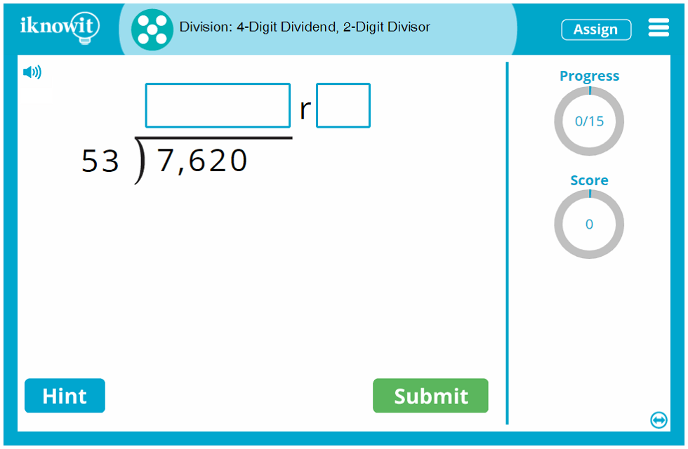 5th Grade Long Division 4-Digit by 2-Digit Numbers Game