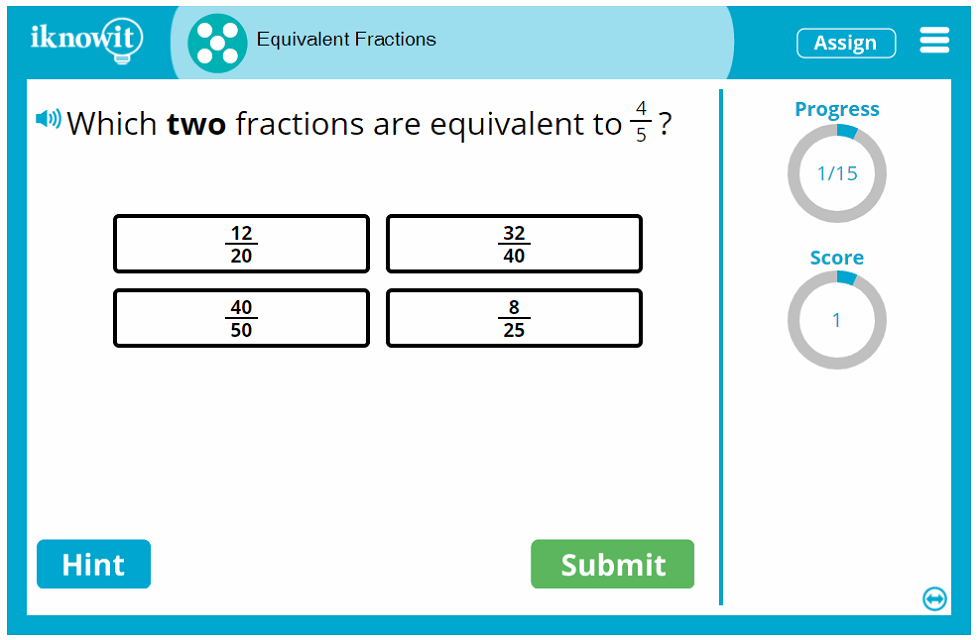 Fifth Grade Equal Fraction Practice Game