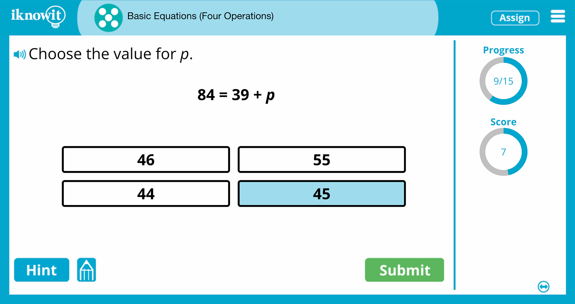 5th Grade Basic Equations Four Operations Online Learning Activity