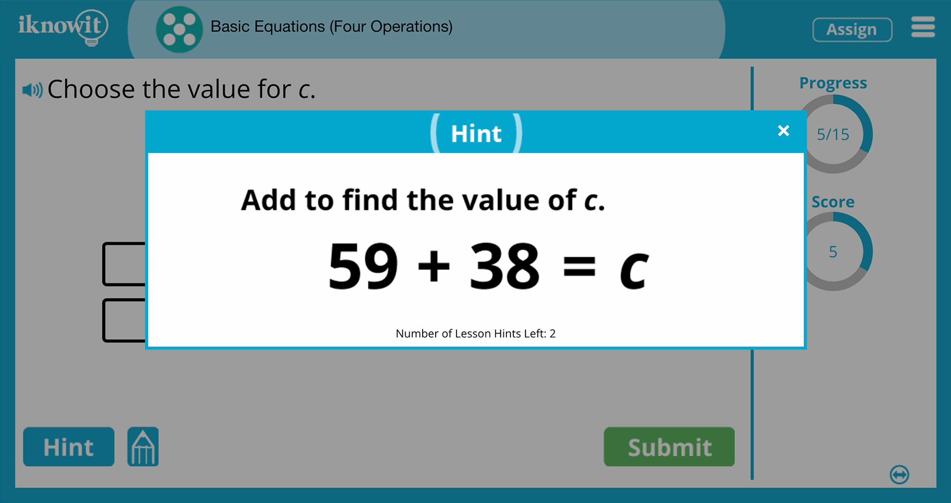 Fifth Grade basic Equations Four Operations Practice Interactive Activity