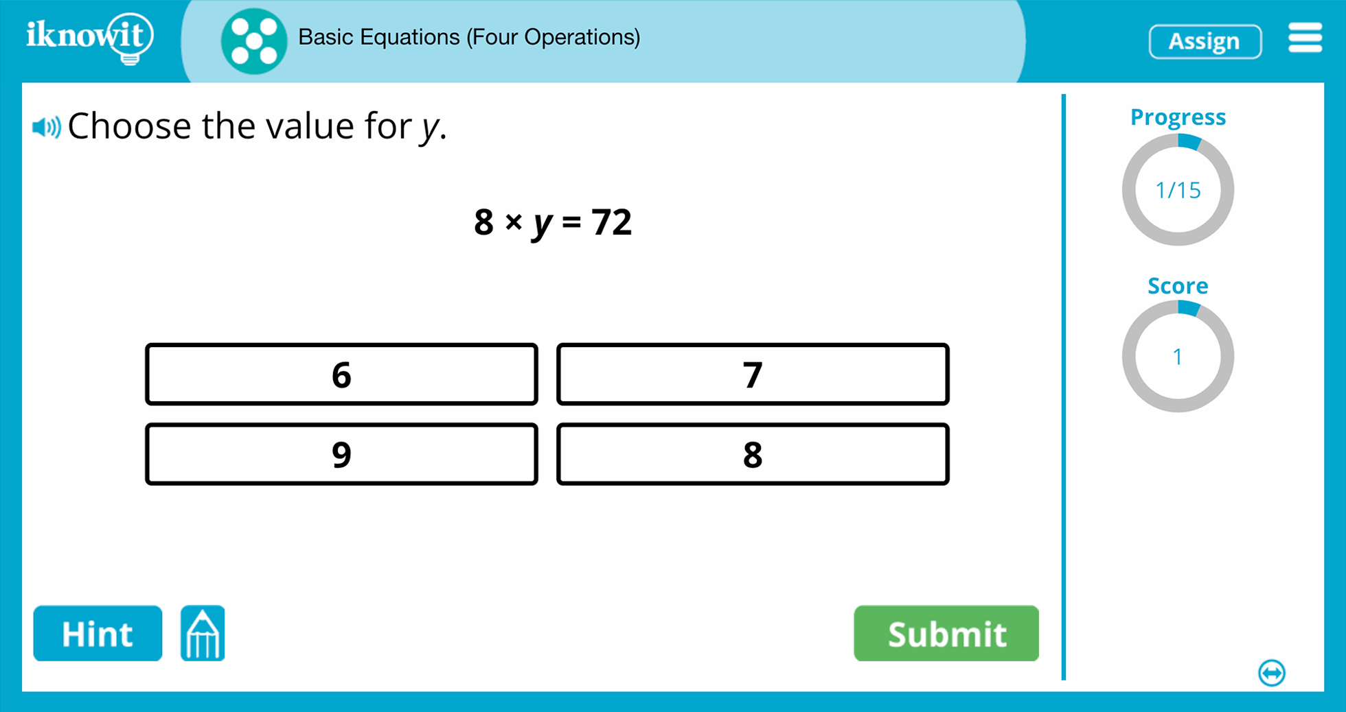 Fifth Grade basic Equations Four Operations Practice Interactive Game