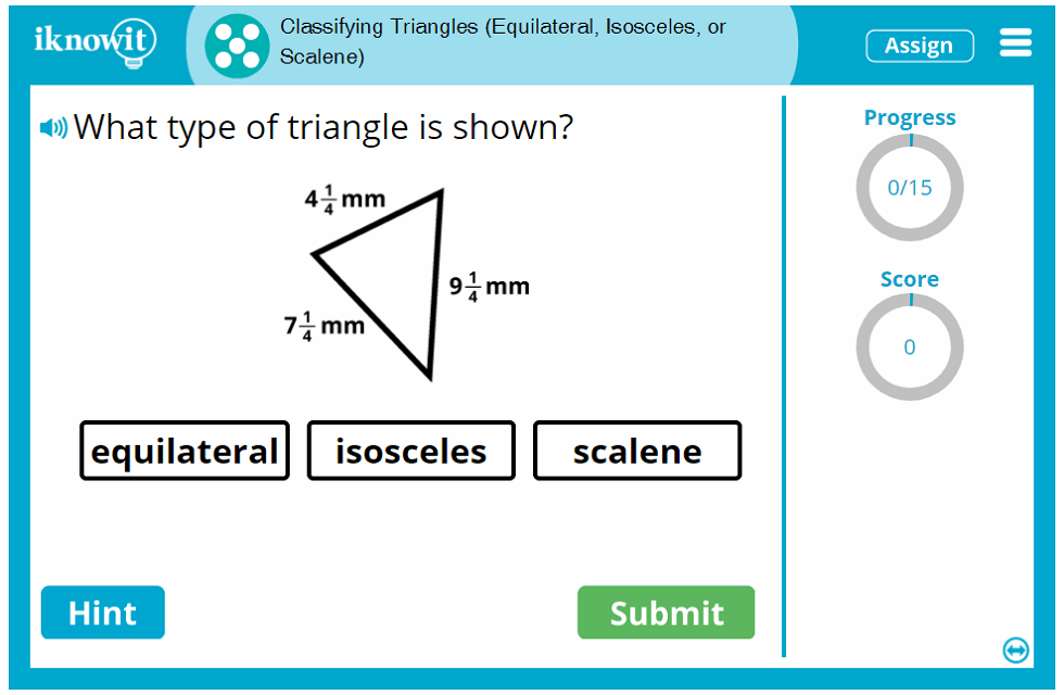 Fifth Grade Identify Equilateral Isosceles Scalene Triangle Game