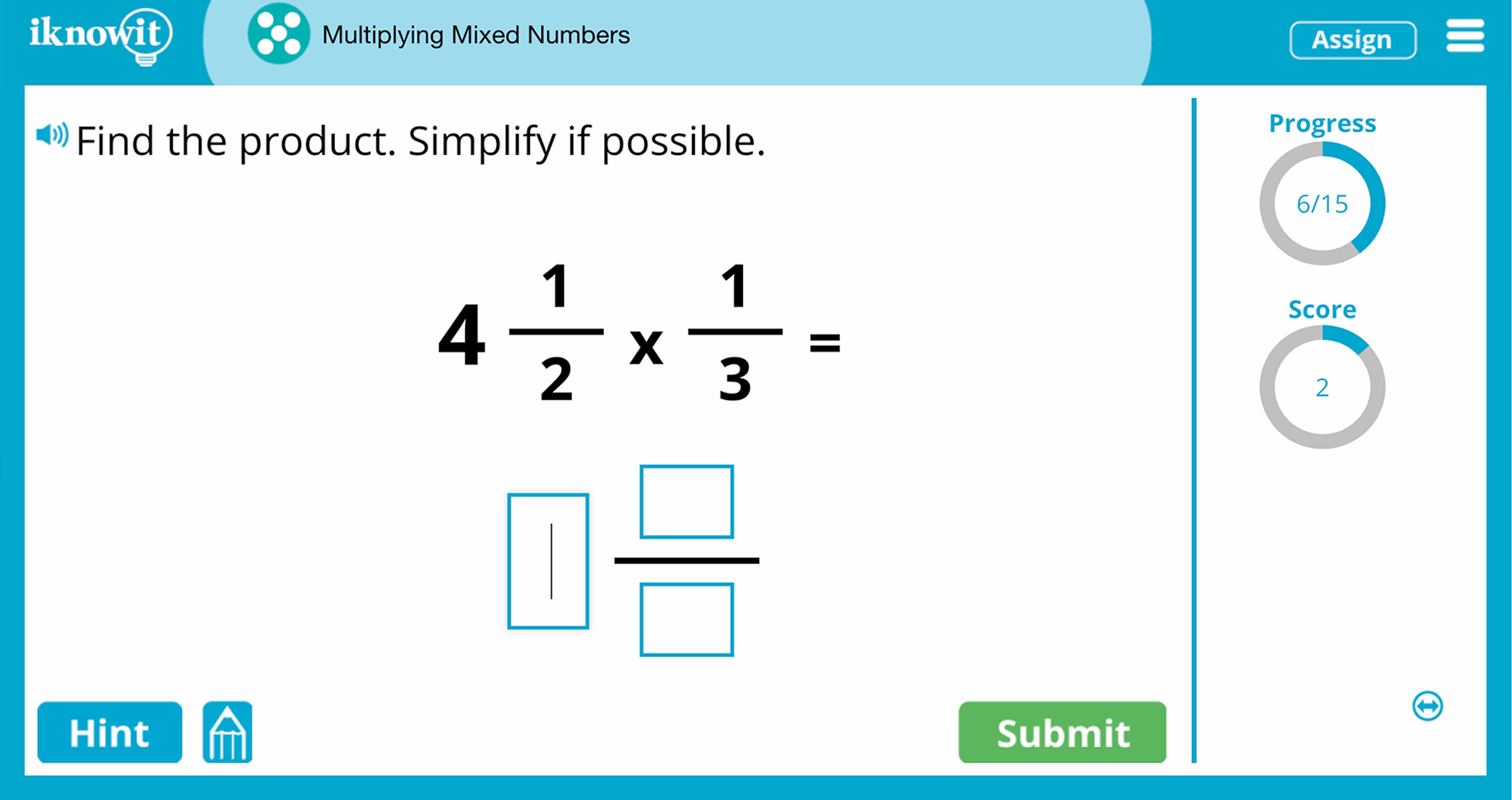 5th Grade Multiplying With Mixed Numbers Online Learning Activity