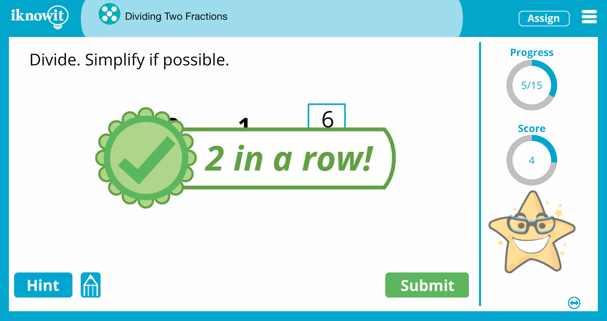 5th Grade Dividing Two Fractions Online Learning Lesson
