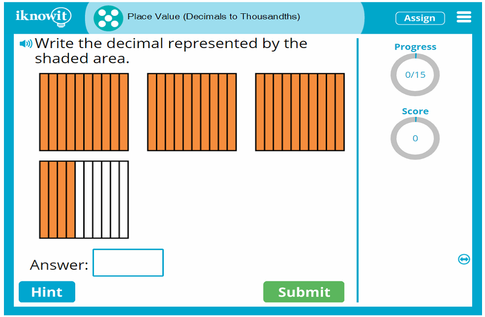 Fifth Grade Decimal Number Place Value up to Thousandths Activity