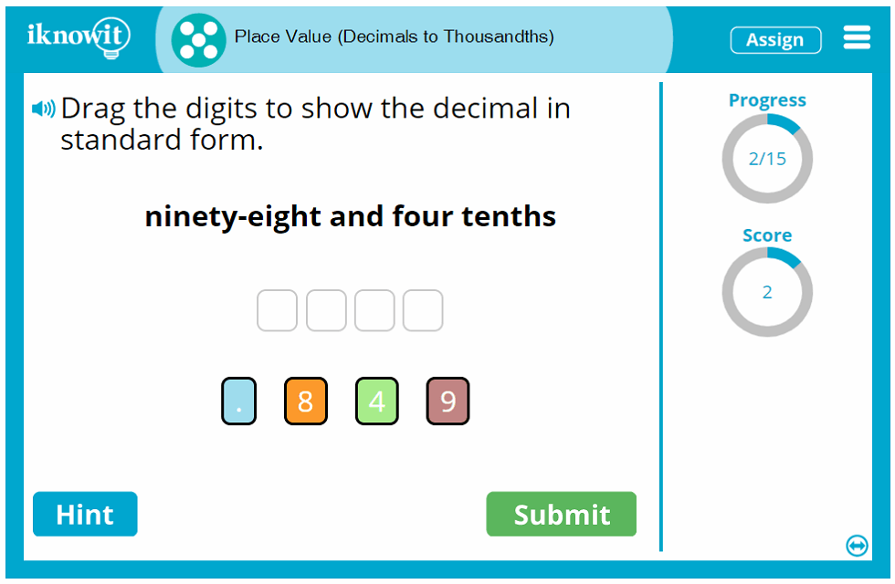 5th Grade Place Value Decimals to Thousandths Game