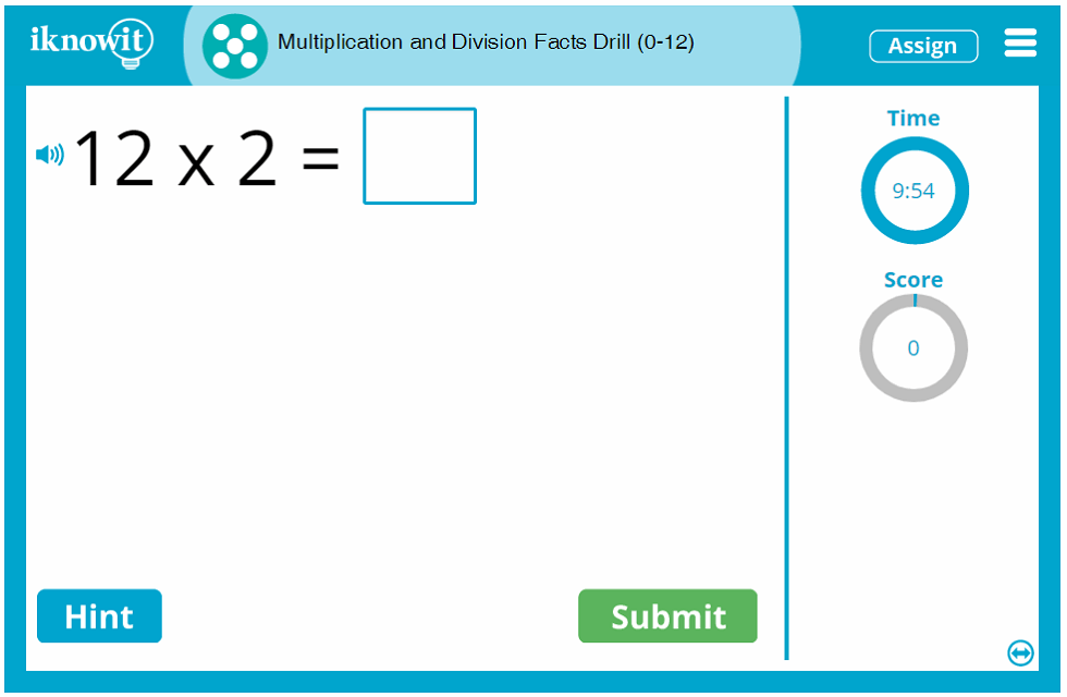 5th Grade Multiplication and Division Facts Drill to 12 Game