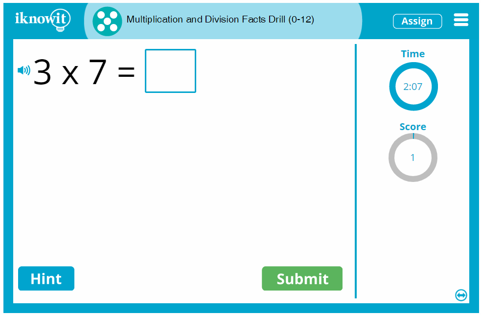 Fifth Grade Multiplying and Dividing Speed up to Twelve Activity