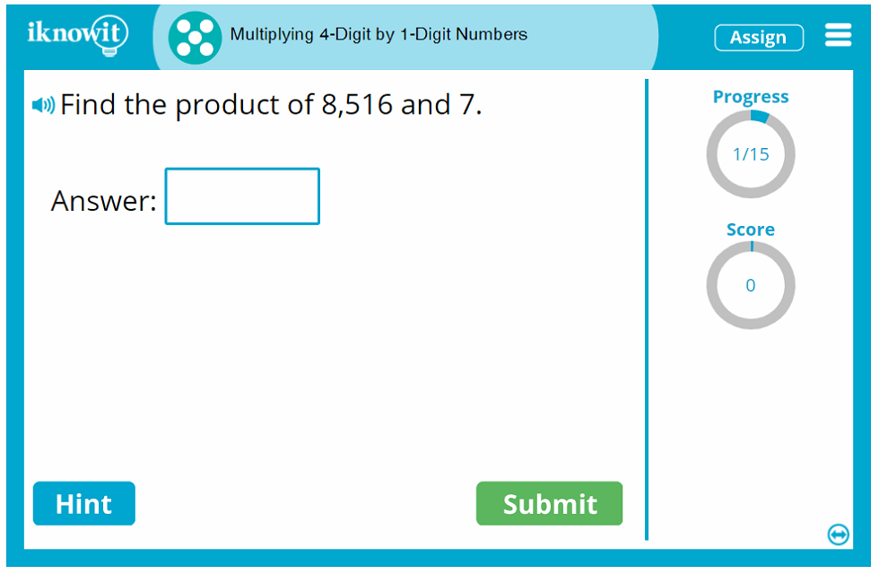 Fifth Grade Multiply Four and One Digit Numbers Activity